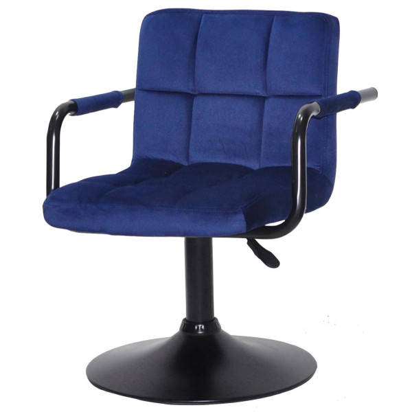 Стілець Onder Mebli Arno-Arm BK-BASE Синій B-1026 Оксамит-1