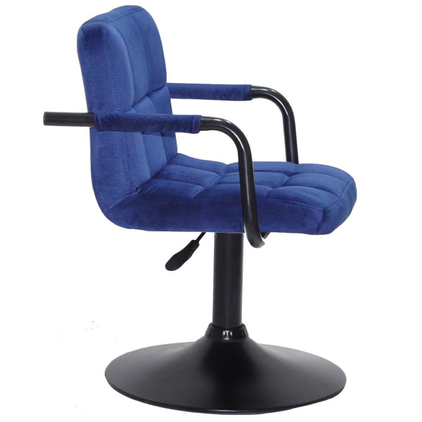 Стілець Onder Mebli Arno-Arm BK-BASE Синій B-1026 Оксамит-2
