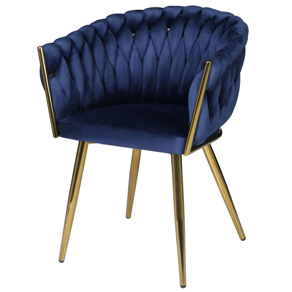 Стілець Onder Mebli LOLA GD Синій UC-907 Оксамит-1
