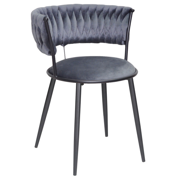 Стілець Onder Mebli Ava BK Сірий UC-901 Оксамит-0