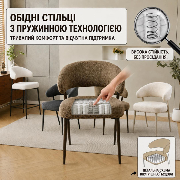 Стул обеденный Onder Mebli Dover BK Кофе UC-912 Бархат-6