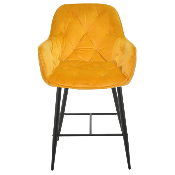 Напівбарний стілець Onder Mebli CHIC BAR 65-BK Жовтий PH-605 Оксамит-1