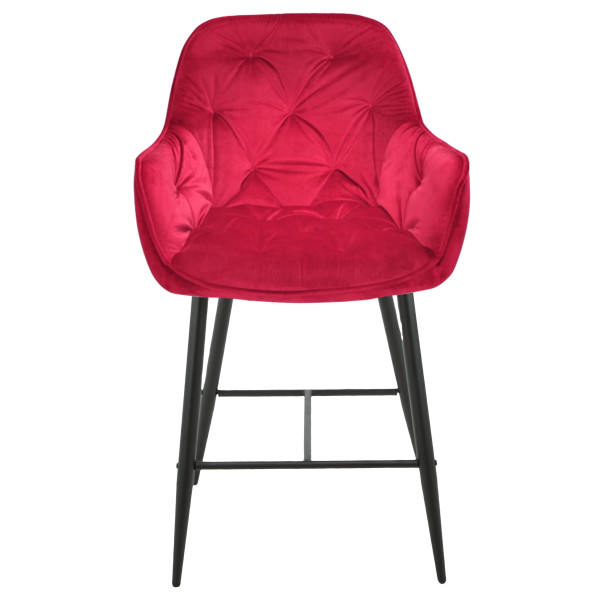 Напівбарний стілець Onder Mebli CHIC BAR 65-BK Червоний PH-611 Оксамит-1