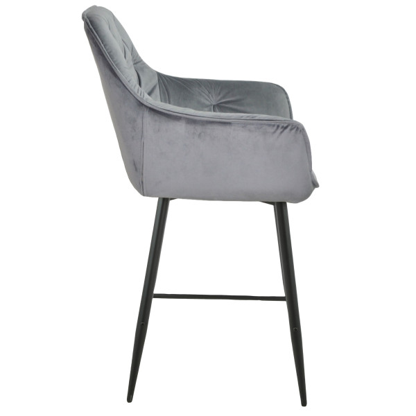 Напівбарний стілець Onder Mebli CHIC BAR 65-BK Сірий PH-601 Оксамит-2