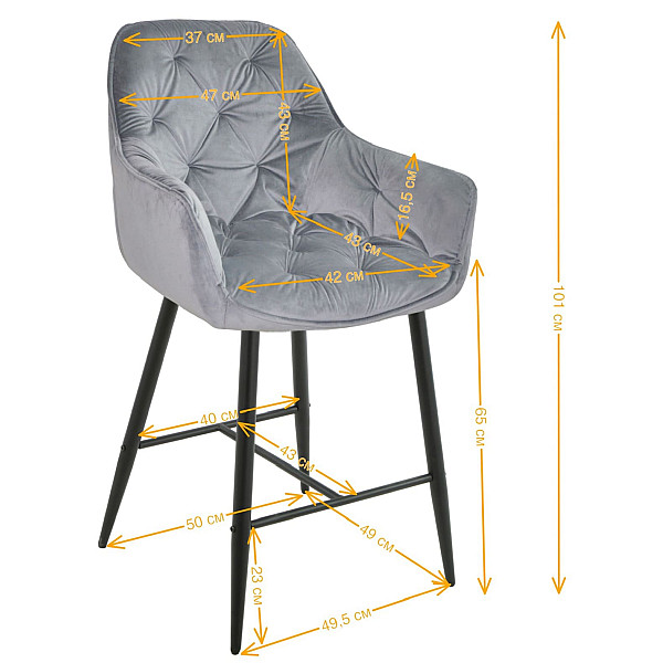 Полубарный стул Onder Mebli CHIC BAR 65-GD Бирюза PH-612 Бархат-3