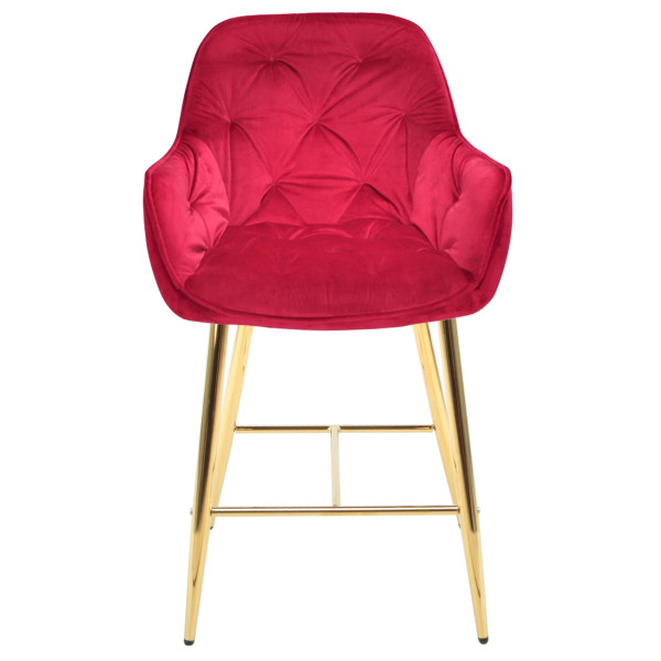 Напівбарний стілець Onder Mebli CHIC BAR 65-GD Червоний PH-611 Оксамит-1