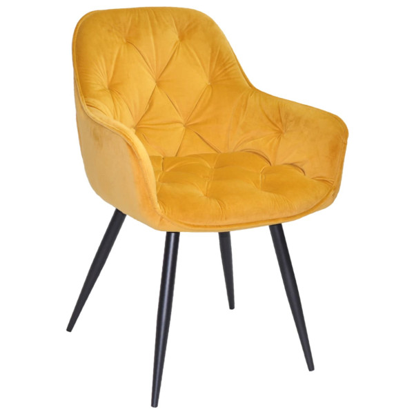 Стілець Onder Mebli CHIC BK Жовтий PH-605 Оксамит-0