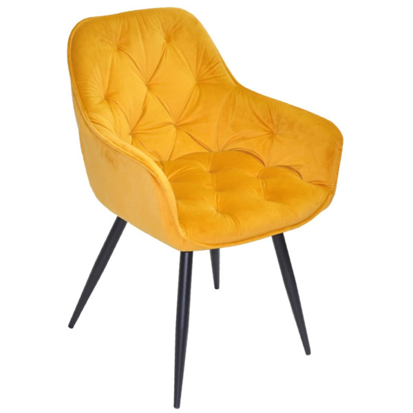 Стілець Onder Mebli CHIC BK Жовтий PH-605 Оксамит-1