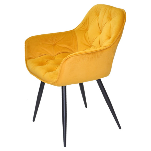 Стілець Onder Mebli CHIC BK Жовтий PH-605 Оксамит-3