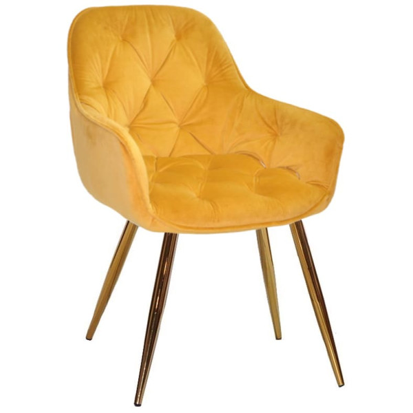 Стул Onder Mebli CHIC GD Желтый PH-605 Бархат-0