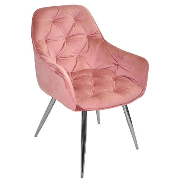 Стілець Onder Mebli CHIC CH Рожевий-срібло PH-603 Оксамит-1