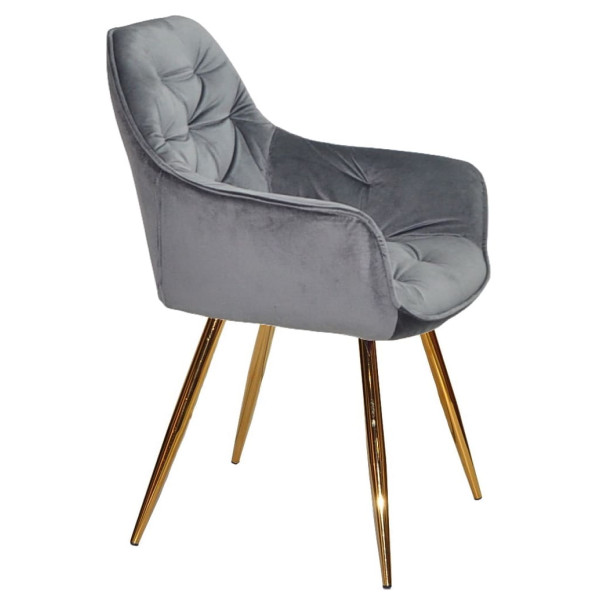 Стул Onder Mebli CHIC GD Серый-золото PH-601 Бархат-3