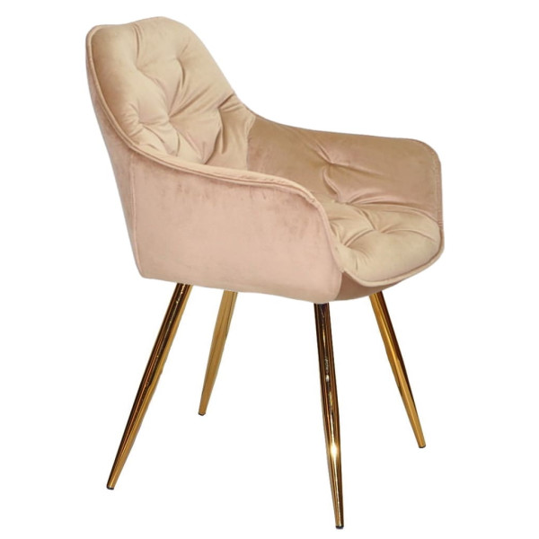 Стілець Onder Mebli CHIC GD Бежевий-золото PH-604 Оксамит-1