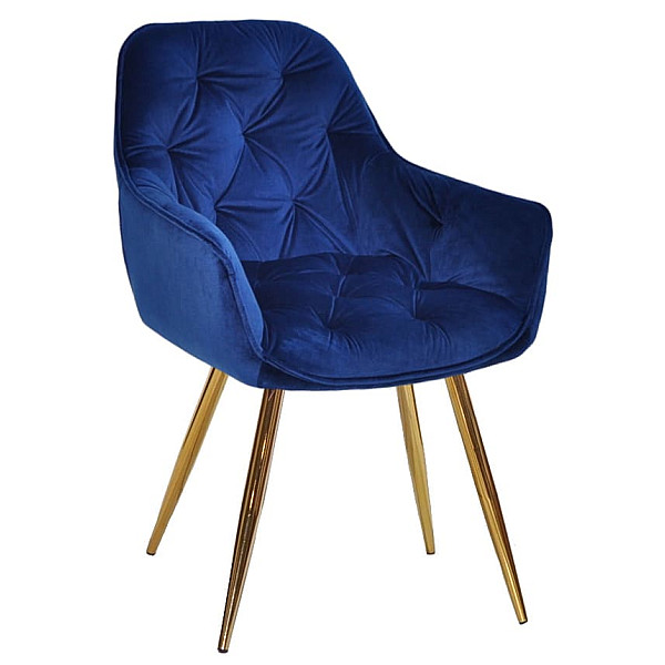 Стул Onder Mebli CHIC GD Синий-золото PH-607 Бархат-0