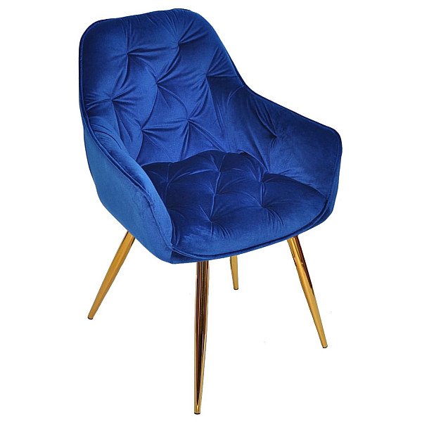 Стул Onder Mebli CHIC GD Синий-золото PH-607 Бархат-1