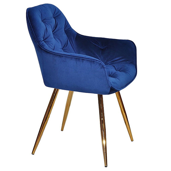 Стул Onder Mebli CHIC GD Синий-золото PH-607 Бархат-2