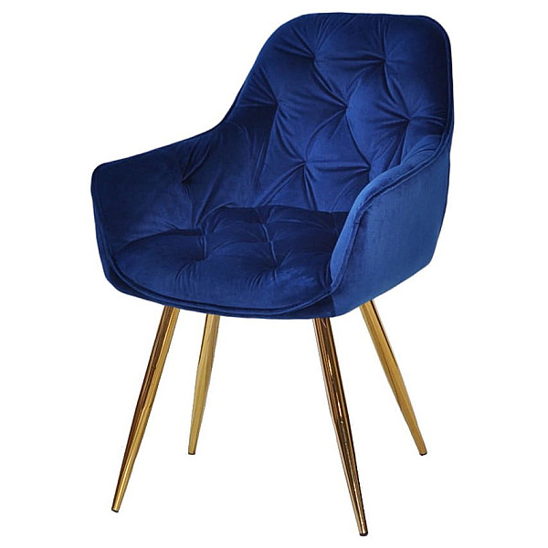 Стул Onder Mebli CHIC GD Синий-золото PH-607 Бархат-4