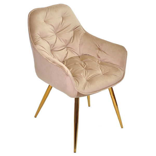 Стілець Onder Mebli CHIC GD Бежевий-золото PH-604 Оксамит-2