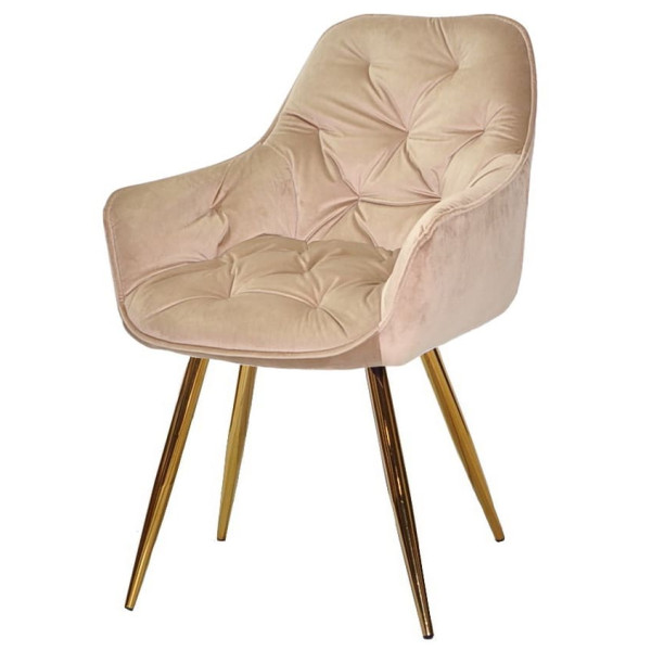 Стілець Onder Mebli CHIC GD Бежевий-золото PH-604 Оксамит-3