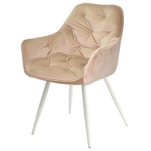 Стілець Onder Mebli CHIC WT Бежевий-білий PH-604 Оксамит