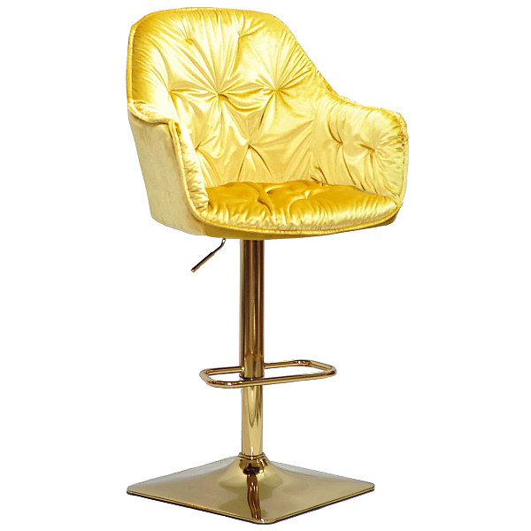 Барний стілець Onder Mebli Mario BAR 4-GD-BASE Жовтий Y-10 Оксамит-0