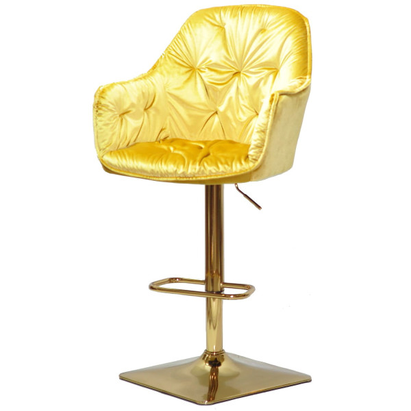 Барний стілець Onder Mebli Mario BAR 4-GD-BASE Жовтий Y-10 Оксамит-1