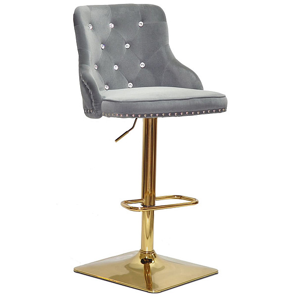 Барний стілець Onder Mebli OLIMP+SV BAR 4-GD-BASE Сірий B-1004 Оксамит-0