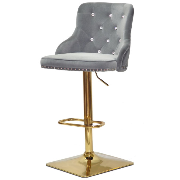 Барний стілець Onder Mebli OLIMP+SV BAR 4-GD-BASE Сірий B-1004 Оксамит-1