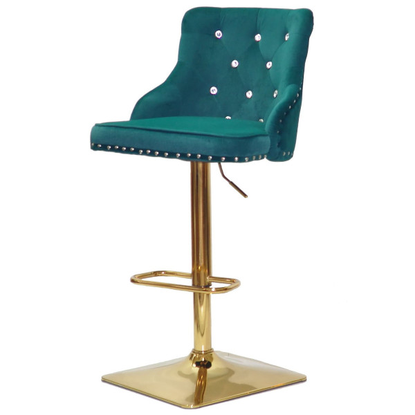 Барный стул Onder Mebli OLIMP+SV BAR 4-GD-BASE Зеленый B-1003 Бархат-1