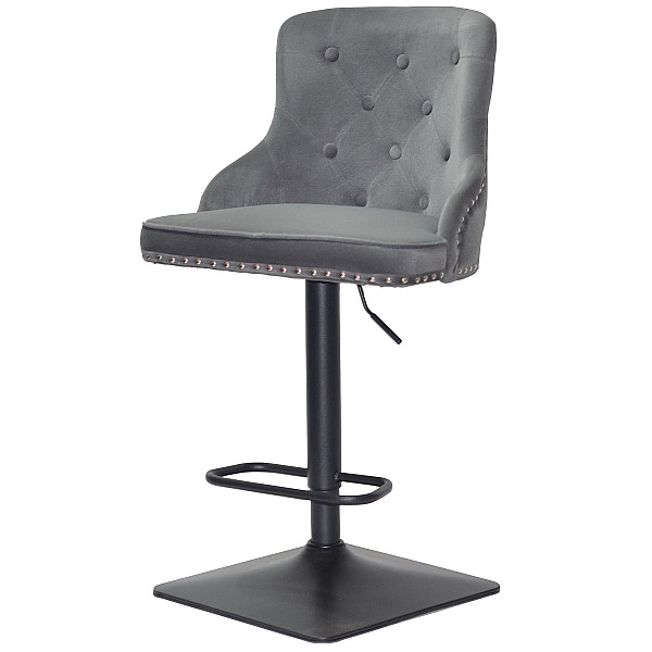 Барний стілець Onder Mebli OLIMP BAR 4-BK-BASE Сірий B-1004 Оксамит-1