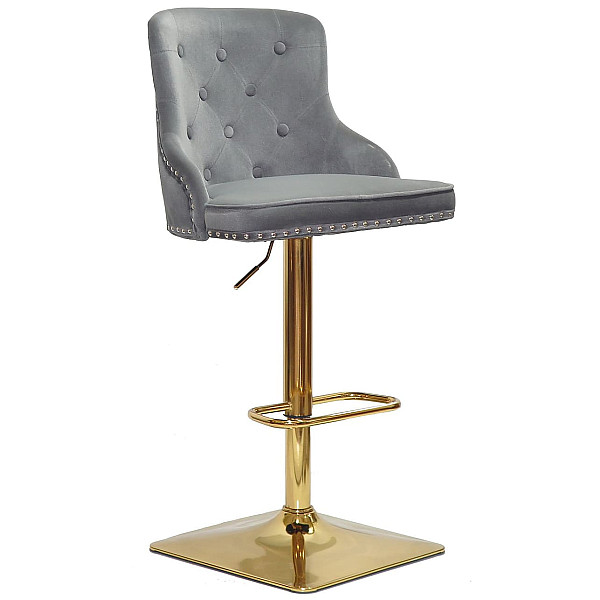 Барний стілець Onder Mebli OLIMP BAR 4-GD-BASE Сірий B-1004 Оксамит-0
