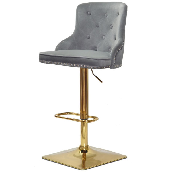 Барний стілець Onder Mebli OLIMP BAR 4-GD-BASE Сірий B-1004 Оксамит-1