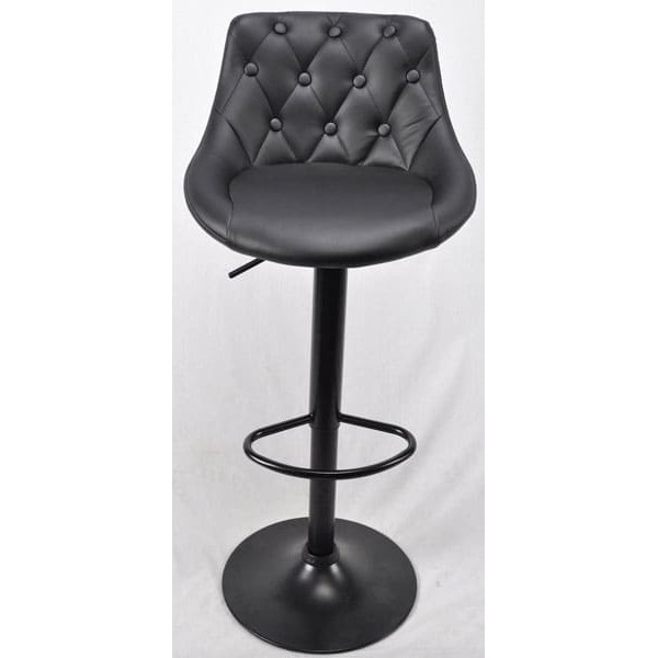 Барний стілець Onder Mebli FORO+BUTTON BAR BK-BASE Чорний Екошкіра-1