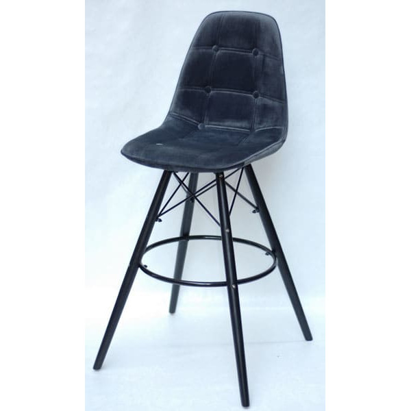 Барний стілець Onder Mebli Alex BAR 75-BK Сірий B-3 Оксамит-1