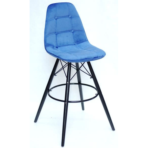 Барний стілець Onder Mebli Alex BAR 75-BK Синій B-1 Оксамит-0