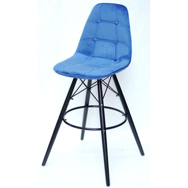 Барний стілець Onder Mebli Alex BAR 75-BK Синій B-1 Оксамит-1