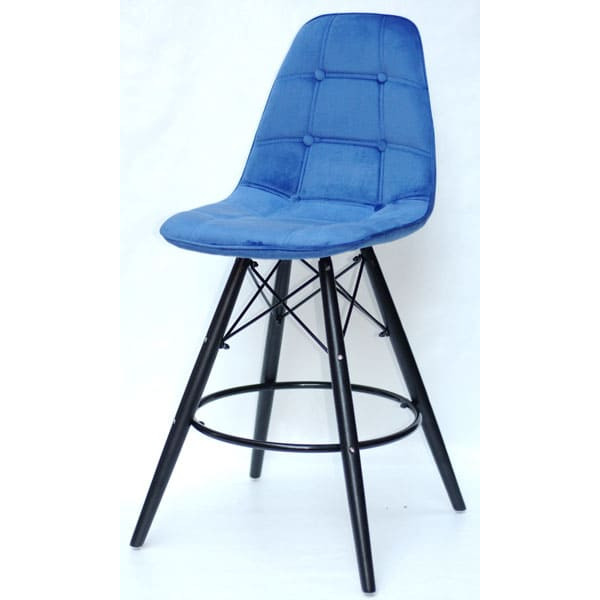 Напівбарний стілець Onder Mebli Alex BAR 65-BK Синій B-1 Оксамит-1