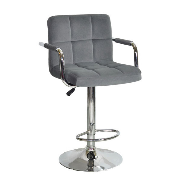 Барний стілець Onder Mebli Arno-Arm BAR CH-BASE Сірий B-1004 Оксамит-0