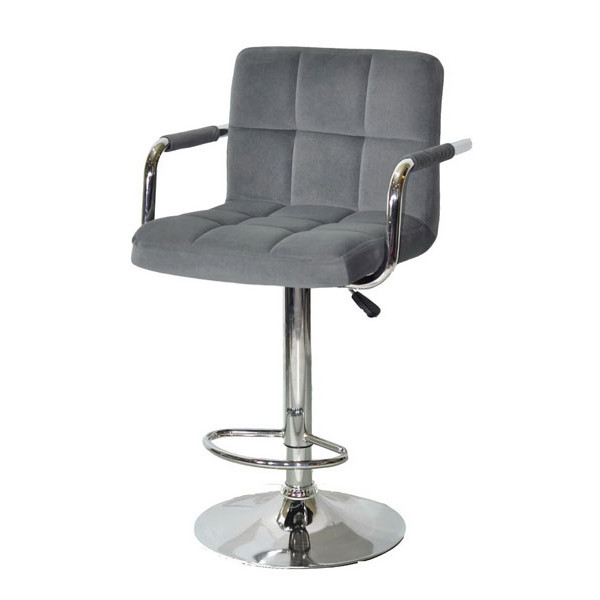 Барний стілець Onder Mebli Arno-Arm BAR CH-BASE Сірий B-1004 Оксамит-1