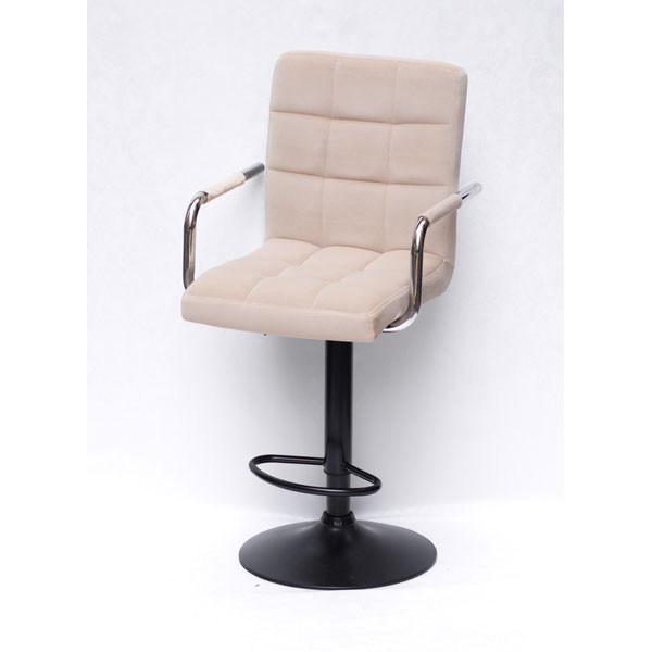 Барний стілець Onder Mebli Augusto-Arm BAR BK-BASE Бежевий B-1005 Оксамит-1