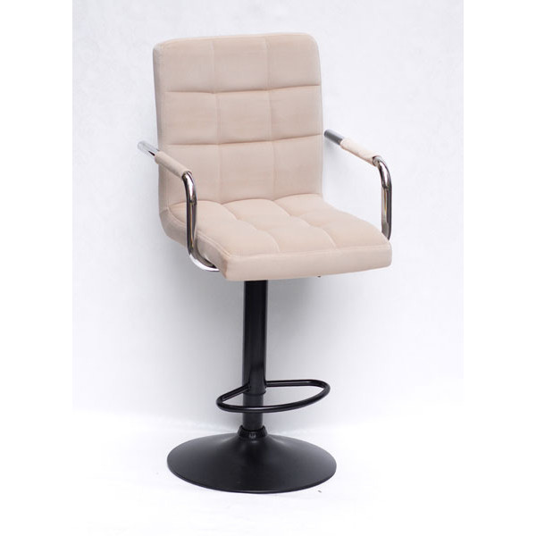 Барний стілець Onder Mebli Augusto-Arm BAR BK-BASE Бежевий B-1005 Оксамит-0