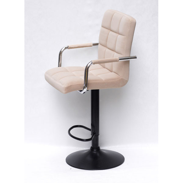 Барний стілець Onder Mebli Augusto-Arm BAR BK-BASE Бежевий B-1005 Оксамит-2