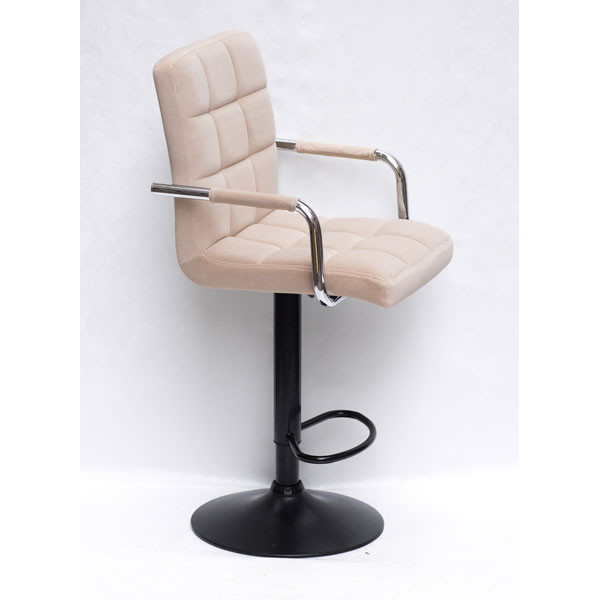 Барний стілець Onder Mebli Augusto-Arm BAR BK-BASE Бежевий B-1005 Оксамит-3