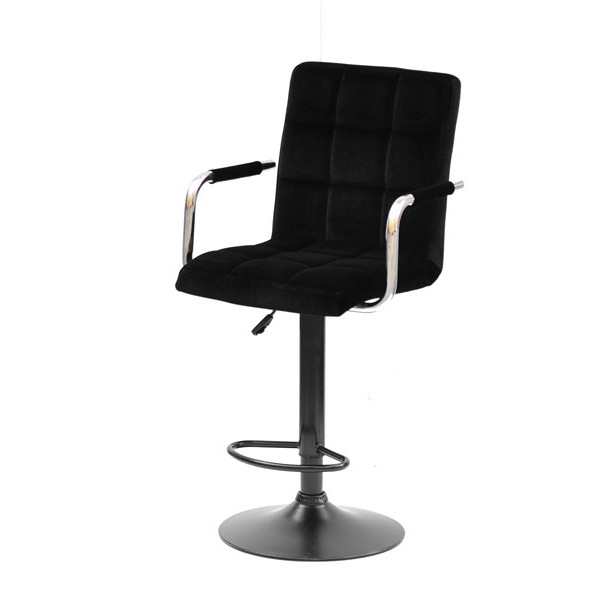 Барний стілець Onder Mebli Augusto-Arm BAR BK-BASE Чорний B-1011 Оксамит-1