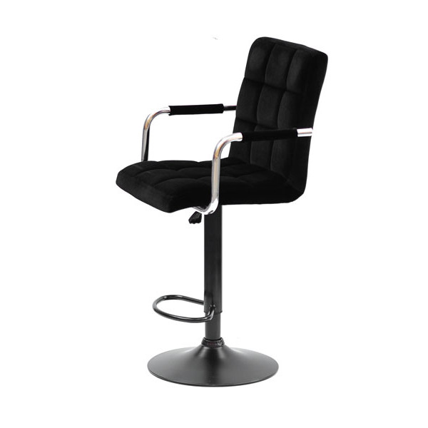Барний стілець Onder Mebli Augusto-Arm BAR BK-BASE Чорний B-1011 Оксамит-2