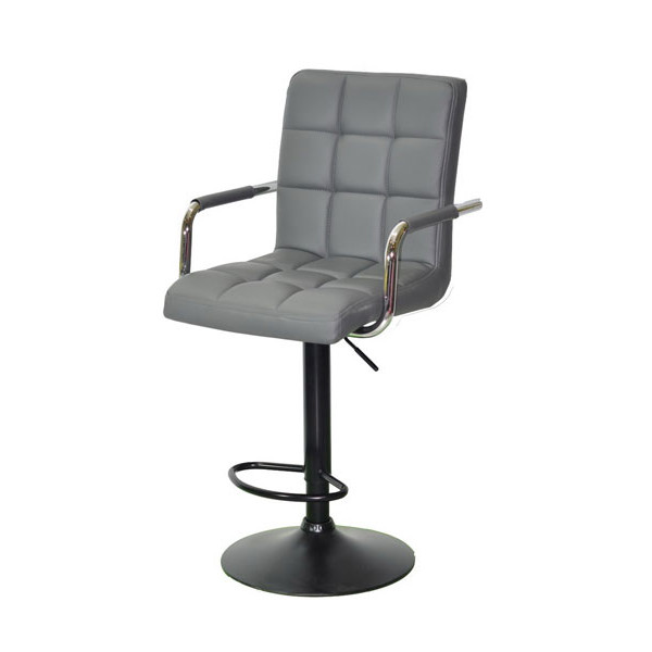 Барный стул Onder Mebli Augusto-Arm BAR BK-BASE Серый 1001 Экокожа-1