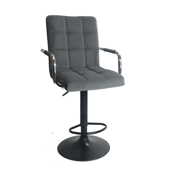 Барный стул Onder Mebli Augusto-Arm BAR BK-BASE Серый B-1004 Бархат-0