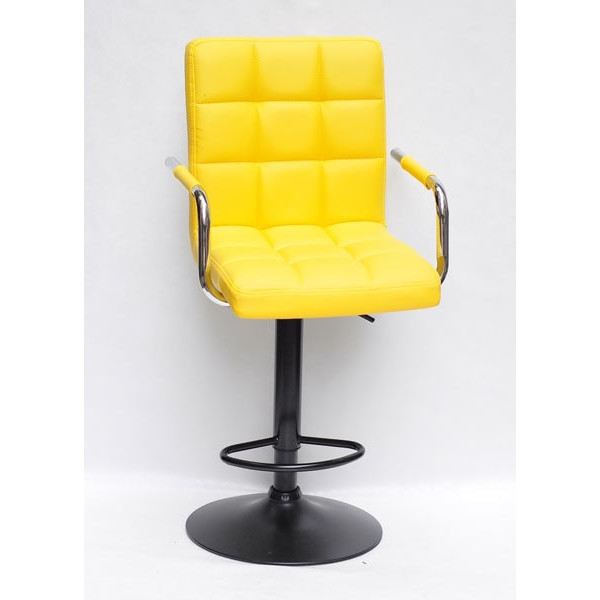 Барный стул Onder Mebli Augusto-Arm BAR BK-BASE Желтый 1006 Экокожа-0
