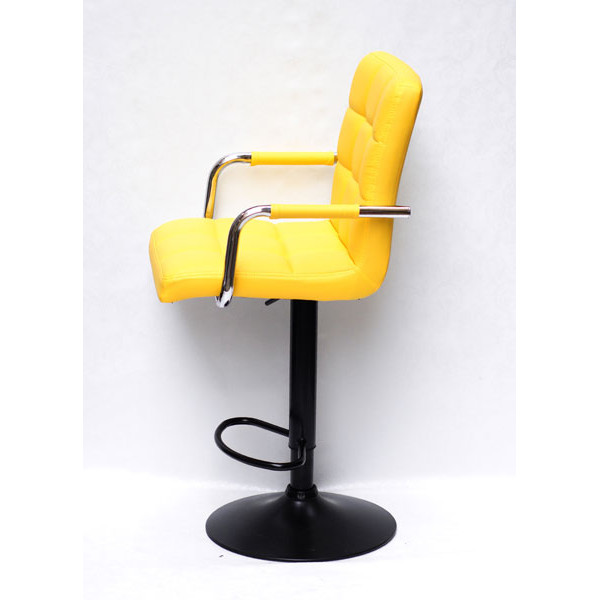 Барный стул Onder Mebli Augusto-Arm BAR BK-BASE Желтый 1006 Экокожа-2