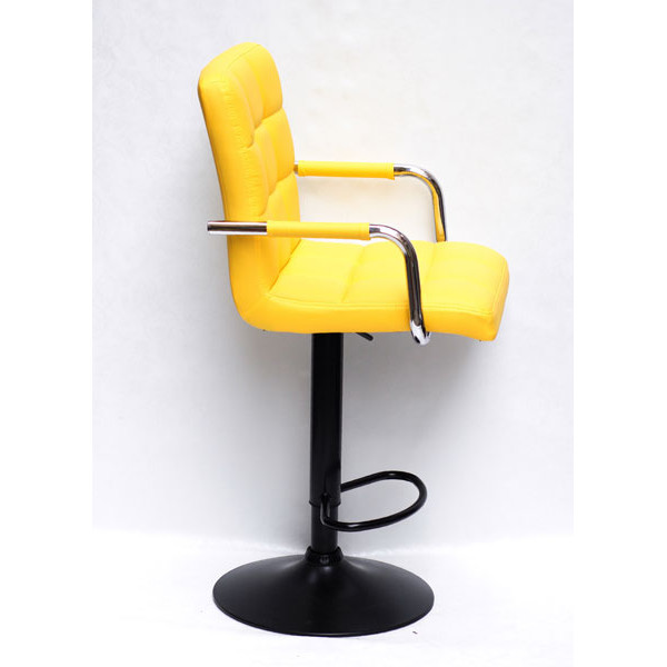 Барный стул Onder Mebli Augusto-Arm BAR BK-BASE Желтый 1006 Экокожа-3